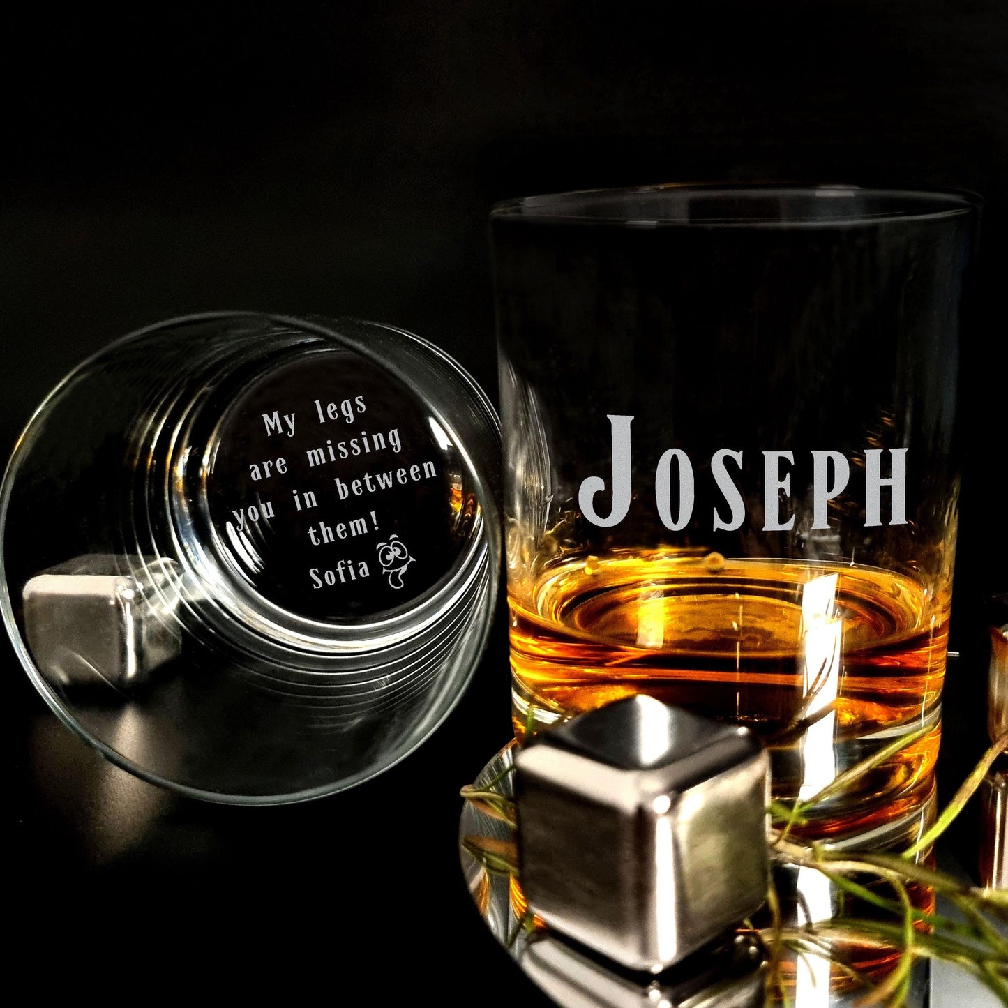 Funny Engraved Glass Gift for Him My Legs are Missing You Gift with Custom Message Inside, Personalized Whiskey Glass Boyfriend Birthday