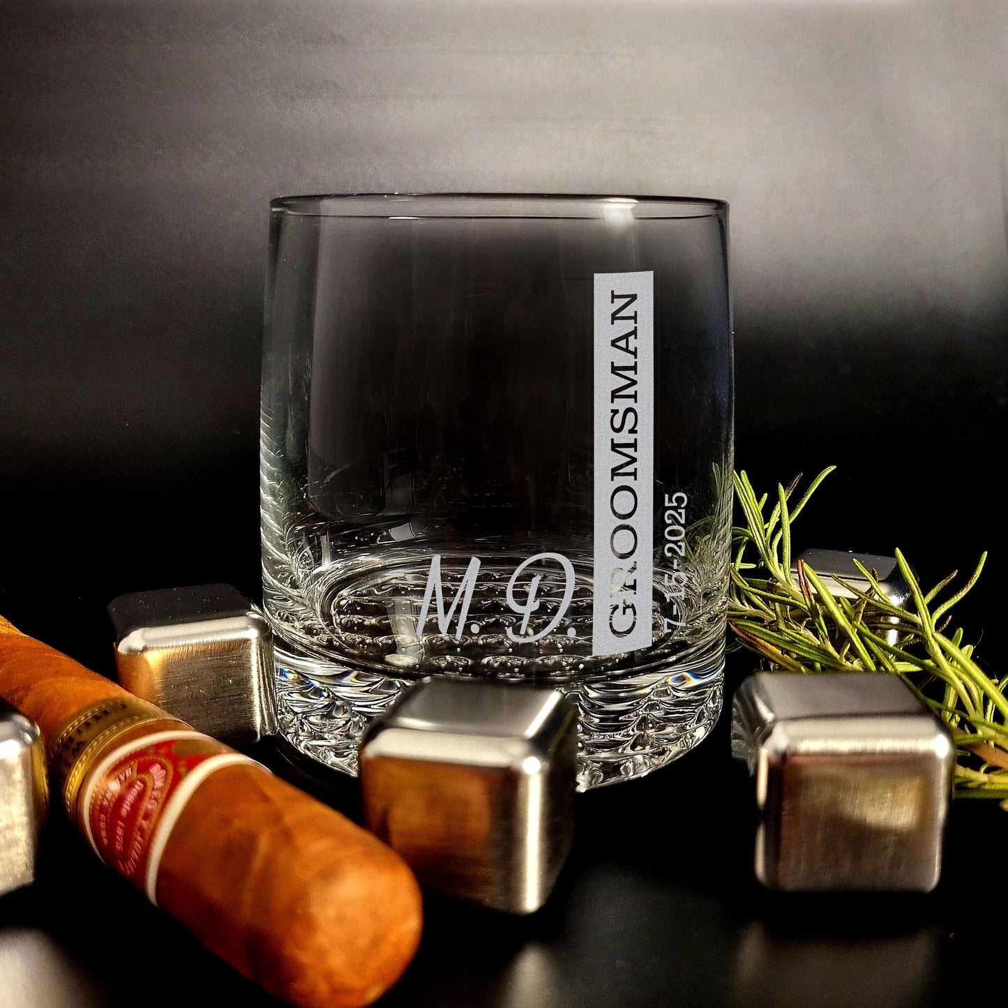 Personalized Engraved Groomsmen Whiskey Glasses Custom Old Fashioned Glass for Best Man Groomsman Proposal, Wedding Party Gifts