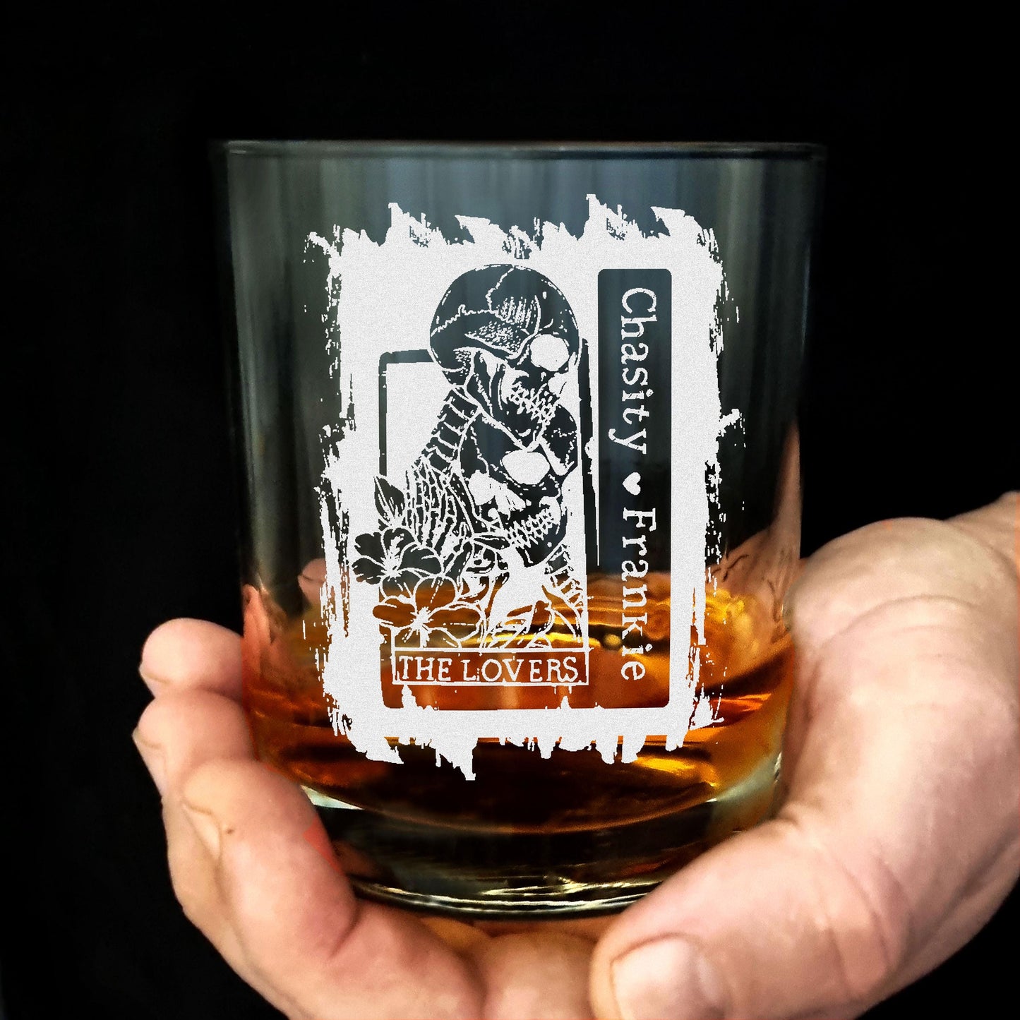 The Lovers Personalized Whiskey Glass with Custom Names Perfect for Birthday Anniversary or Just Because, Valentines Day Gift