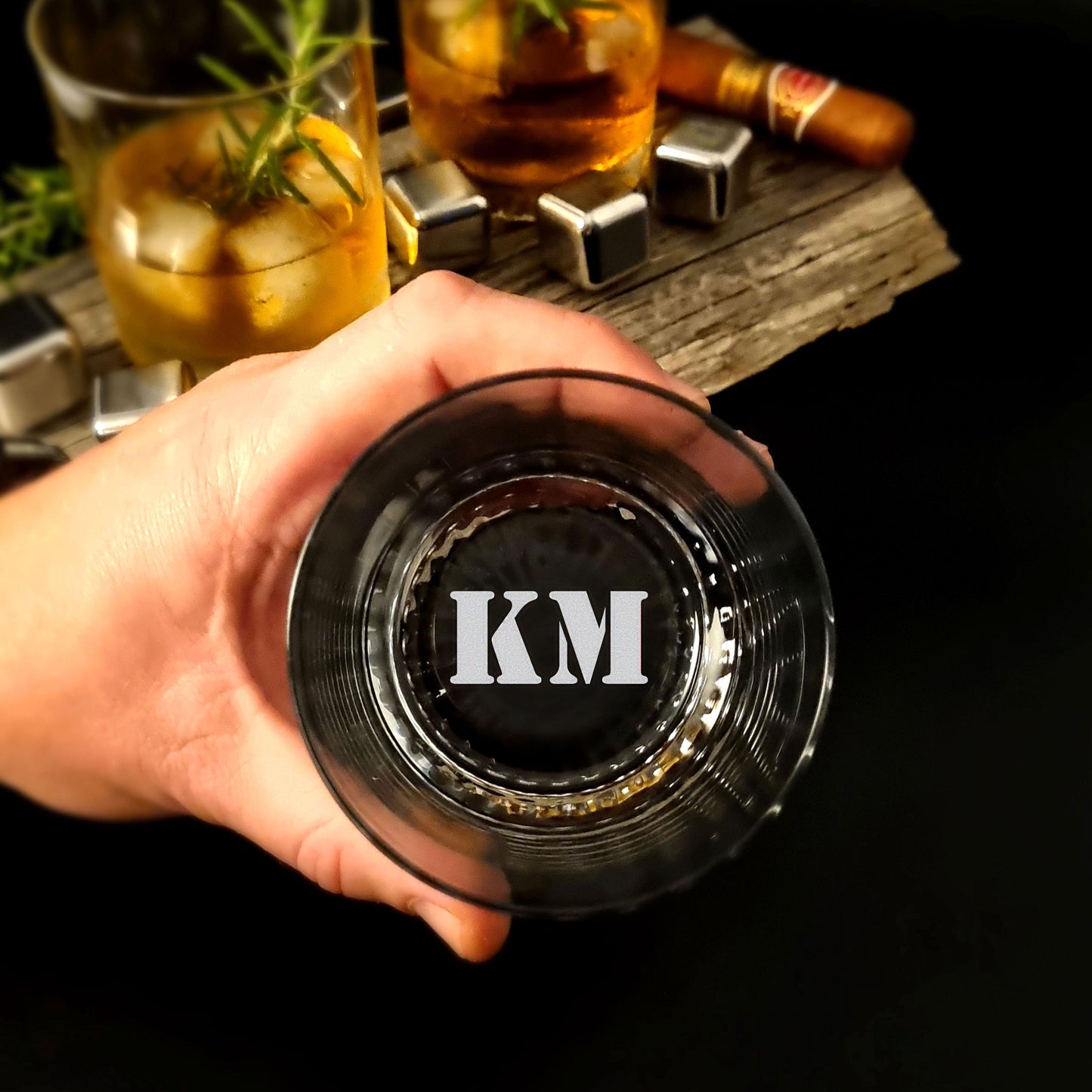 Bottom Initials Engraved Glass Ideal Custom Gift For Him Perfect for any Special Occasion, Personalized Groomsman Gift