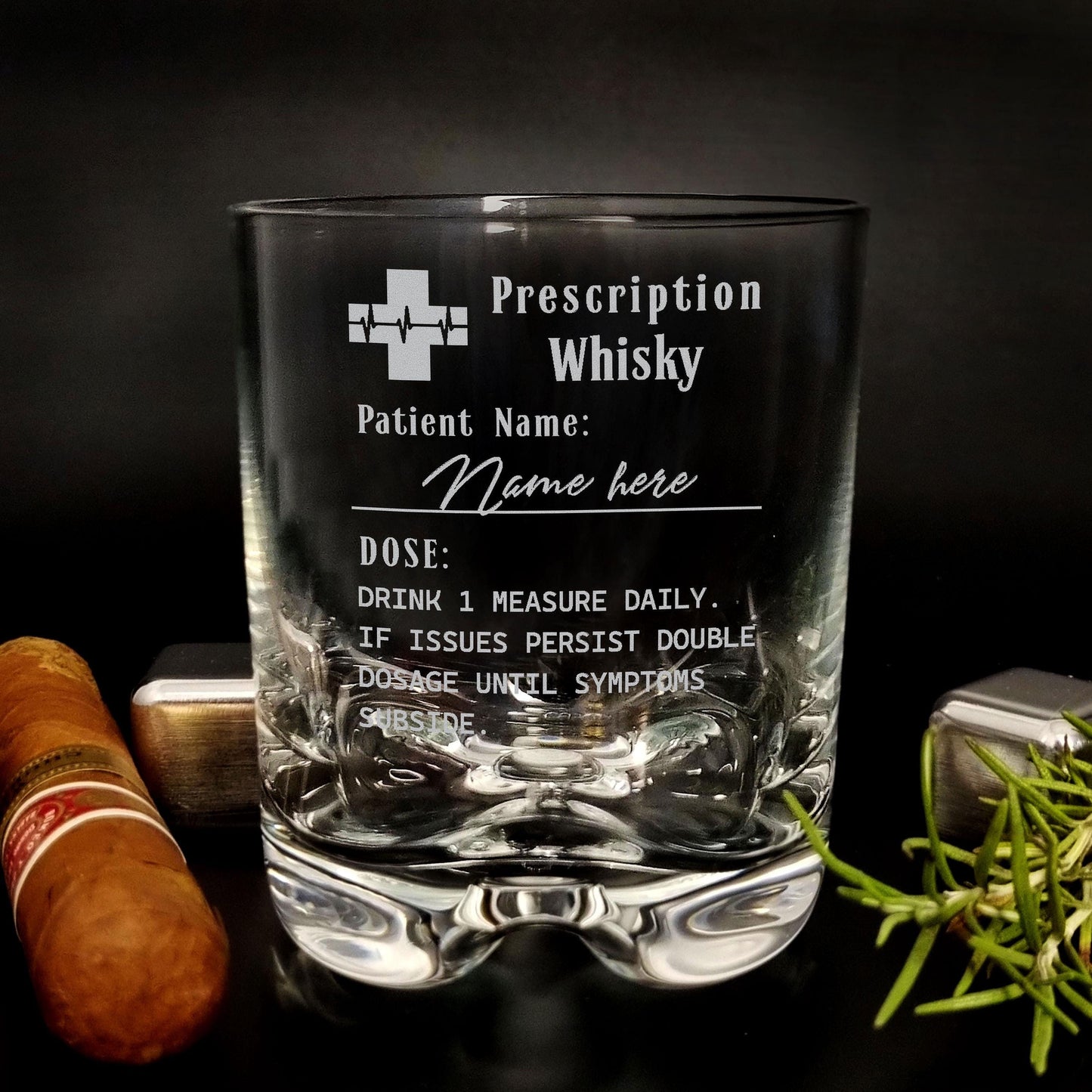 Whisky Glass Prescription with Custom Patient Name, Perfect for Birthdays Holidays or Just Because, Christmas Gift for Whiskey Lovers