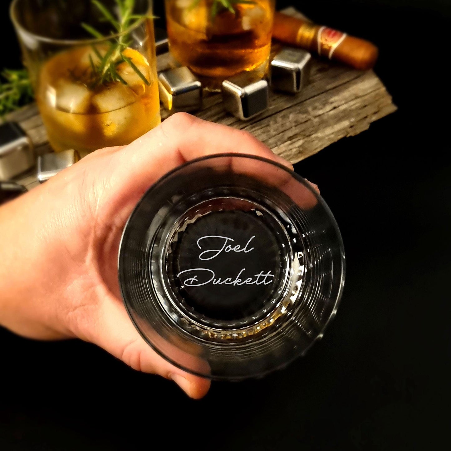 Bottom Initials Engraved Glass Ideal Custom Gift For Him Perfect for any Special Occasion, Personalized Groomsman Gift