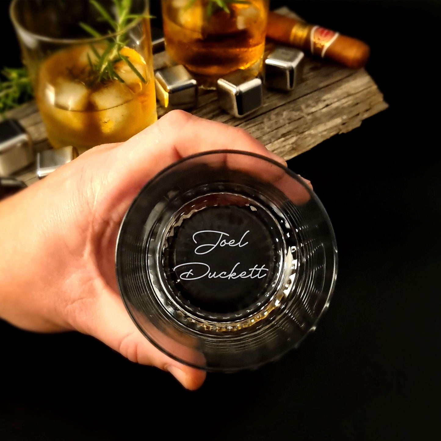 Bottom Engraved Whiskey Glass with your personalization perfect for any special occasion, Bottom Engraved Glasses