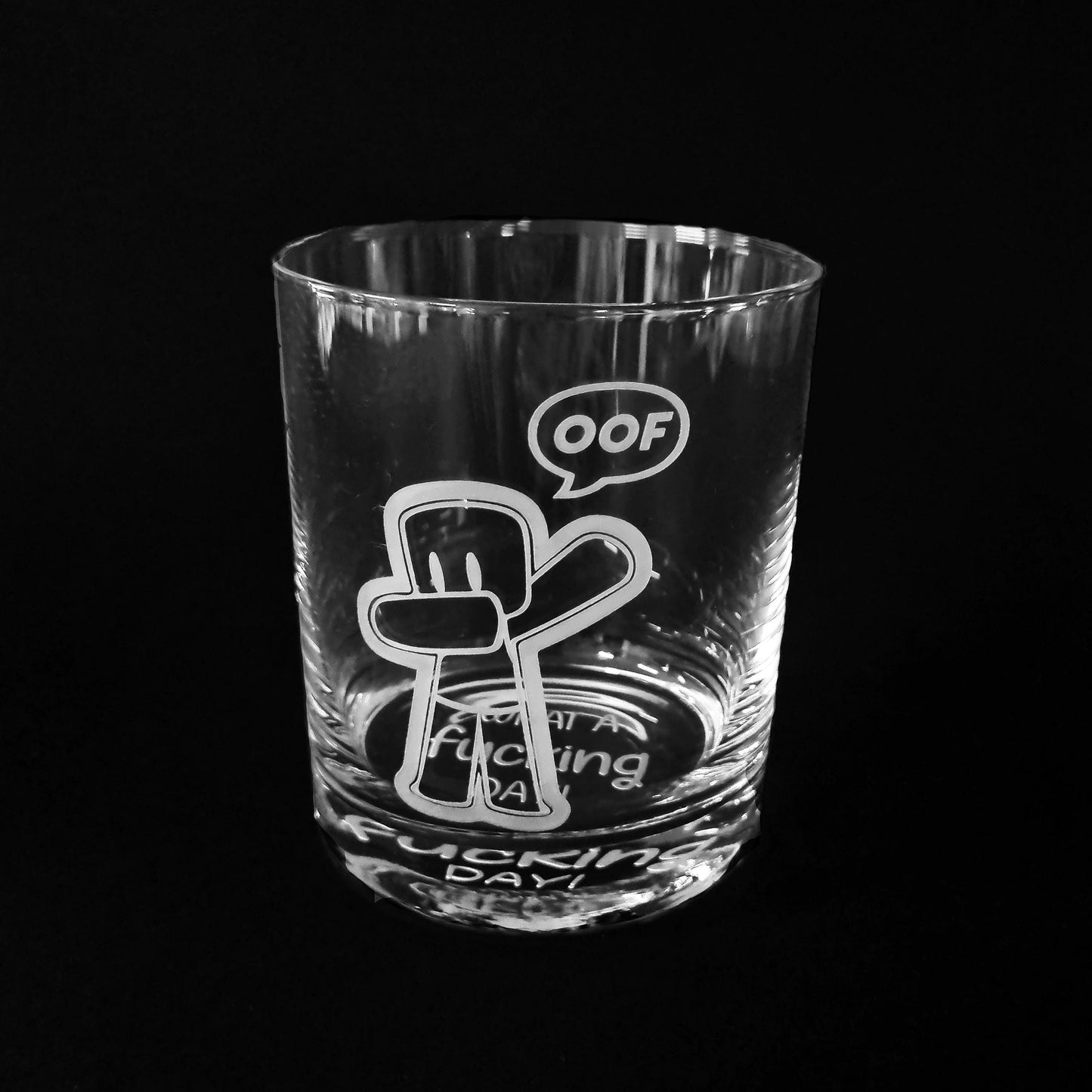 Lustiges Whiskey-Geschenkglas mit der Gravur „What a Fucking Day“, Geschenk zum Vatertag, Weihnachten, Geburtstag, für Opa, Papa, Bruder oder einfach nur Whiskey-Liebhaber