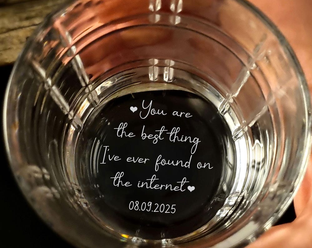 Custom Engraved Whiskey Glass - With Text for Whiskey Lovers - Personalized Glass Gift for Him - Groomsmen Proposal Gift Ideas