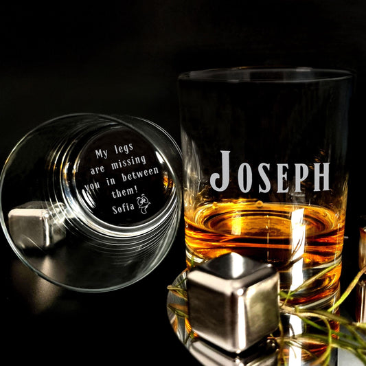 Funny Engraved Glass Gift for Him My Legs are Missing You Gift with Custom Message Inside, Personalized Whiskey Glass Boyfriend Birthday
