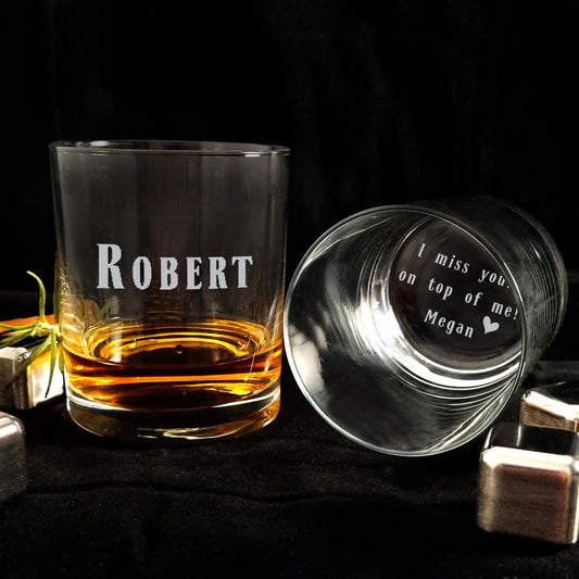 Whiskey Glass Long Distance Boyfriend Gift I Miss You Unique Gift with Custom Message Inside Personalized Whisky Glass