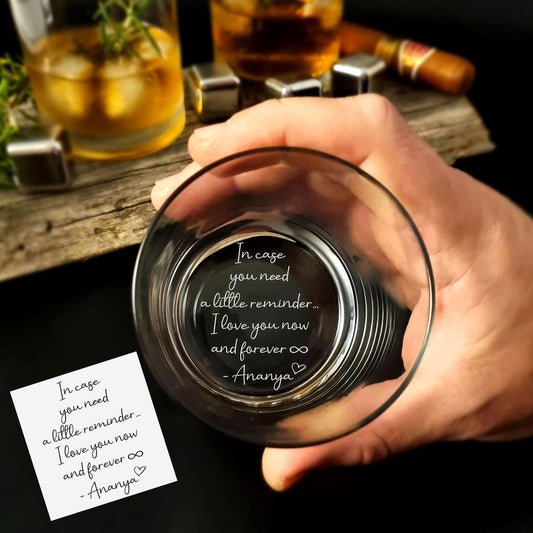 Handgeschriebenes Whiskyglas aus Kristallglas mit gravierter Handschrift, individuelle Whiskygläser, einzigartiges Geschenk für Whiskyliebhaber, Vater oder Ehemann