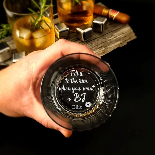 Engraved Whiskey Glass with Funny Bottom Message Unique Gift for Him Husband Boyfriend  Personalized Barware