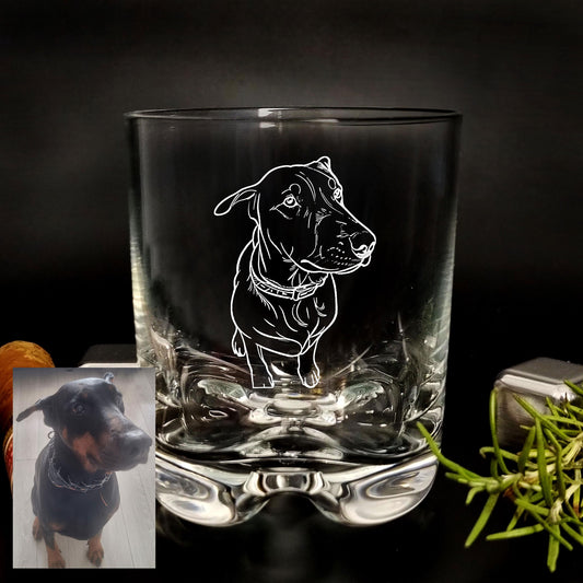 Dog Pet Memorial Photo Dad Whiskey Glass Personalized Rock Glass with Pet Portrait Engraved Fathers Day Pet Loss Gift Engraved Dog Glass