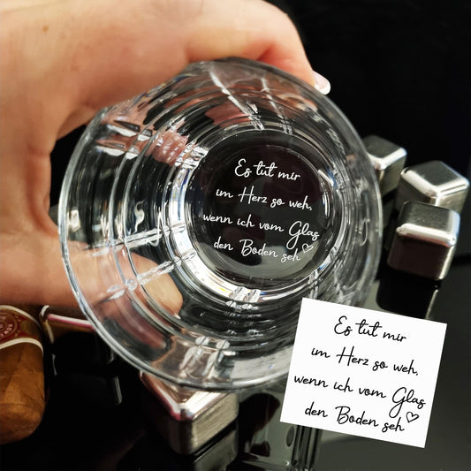 Handschrift im Whiskyglas, Geschenk für Männer, individuelle geheime Botschaft auf der Unterseite für Whiskyliebhaber, Gläser mit Gravur auf der Unterseite