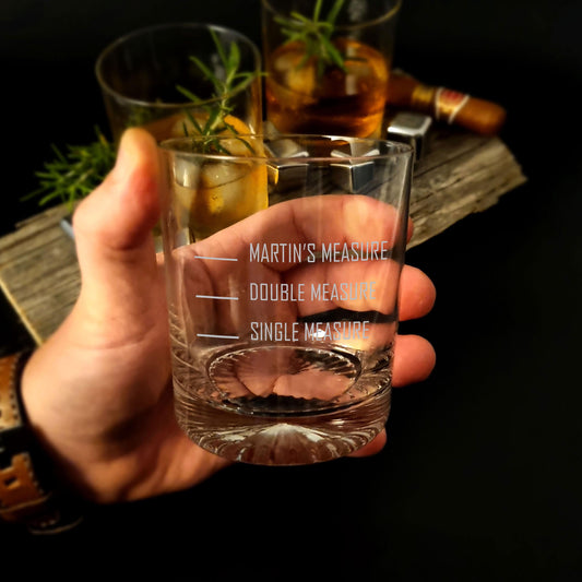 Mess-Whiskeyglas, Geschenk für ihn, graviertes Whiskyglas für den Bräutigam, für ihn, Geburtstage, Feiertage, Weihnachtsgeschenk für Whiskyliebhaber