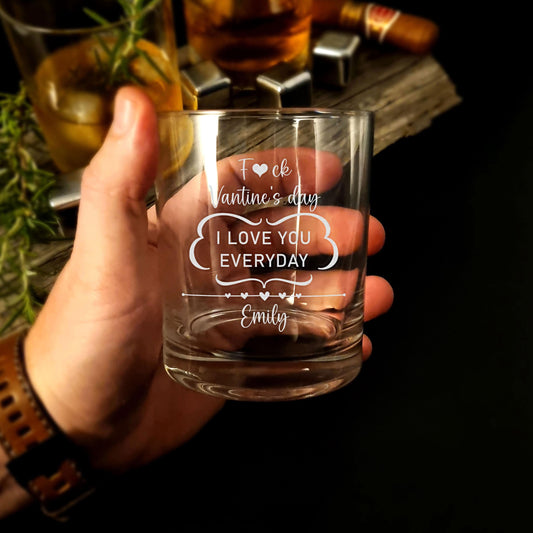 Valentine's Day Gifts for Him Custom Whiskey Glass, Valentines Gifts for Boyfriend, Valentines Day Gift for Husband, Funny Gift for Him