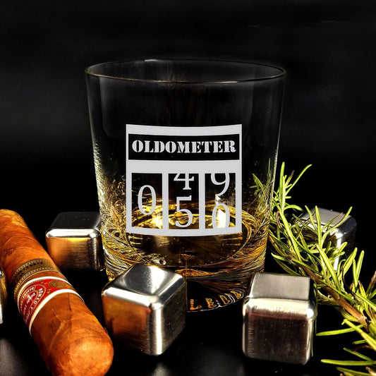 Custom Age 40 50 60 Birthday Oldometer Whiskey Glass Perfect Birthday Gift for Whiskey Lover, Personalized Glass Gift for Men