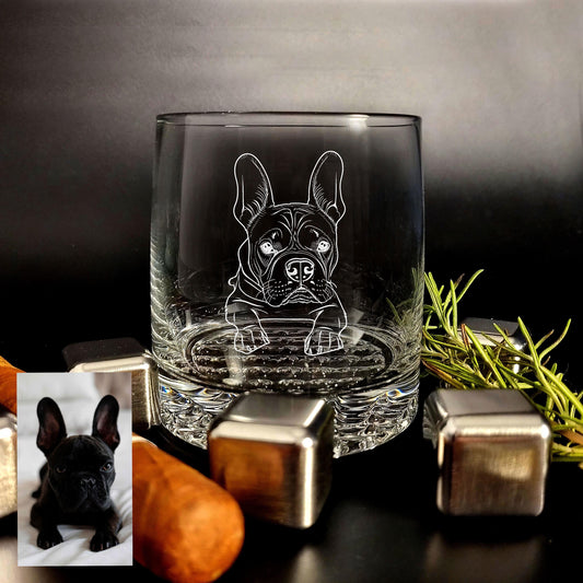 Custom Dog Dad Whiskey Glass Personalized Rock Glass with Pet Portrait Engraved Fathers Day Gift Pet Memorial Gift Engraved Dog Glass