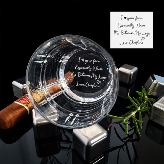 Whiskyglas mit personalisierter Gravur und geheimer Handschrift auf der Unterseite, 11 oz Whiskyglas, einzigartiges Geschenk für Ihn