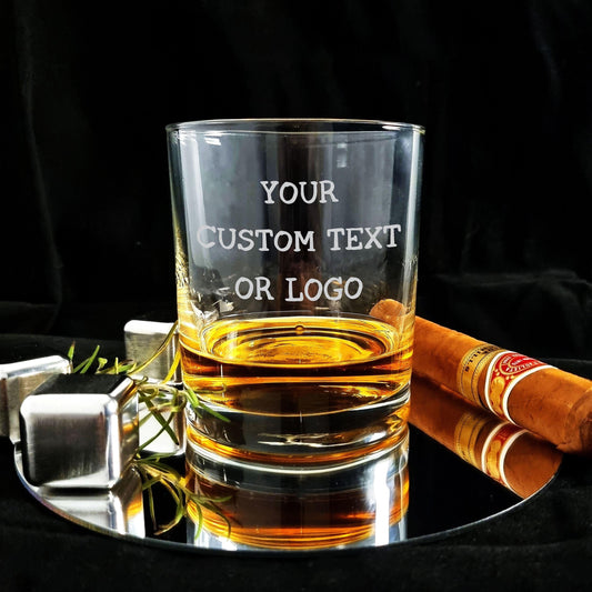 Engraved Whiskey Glasses Custom Personalized Glass with any Text or Logo Cocktail Bourbon Glass, Groomsmen Proposal Gift