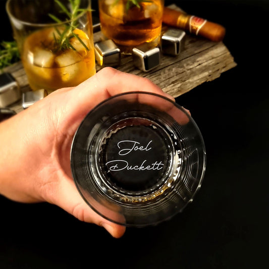 Bottom Engraved Whiskey Glass with your personalization perfect for any special occasion, Bottom Engraved Glasses
