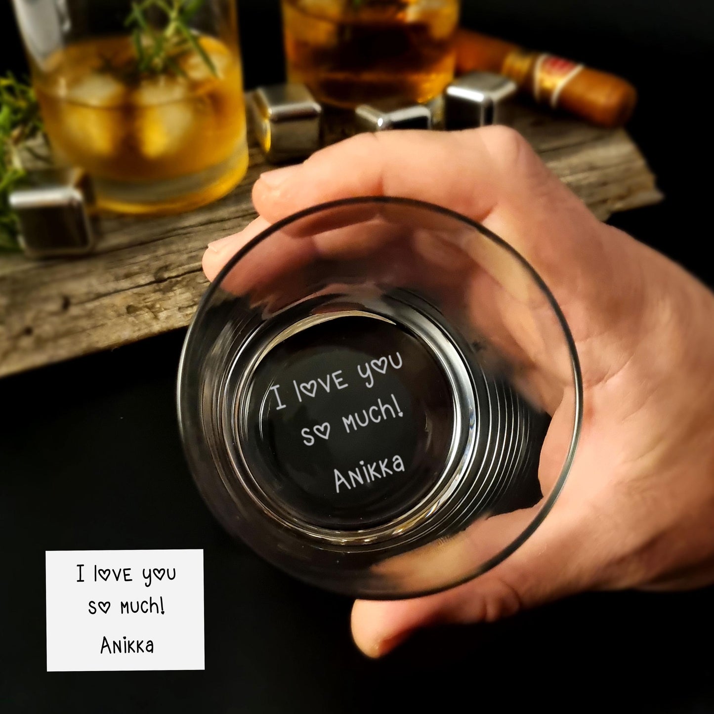 Custom Handwriting Whiskey Glasses Personalized Handwritten Gift Message for your Loved Ones