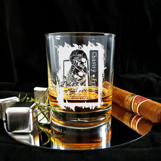 The Lovers Personalized Whiskey Glass with Custom Names Perfect for Birthday Anniversary or Just Because, Valentines Day Gift