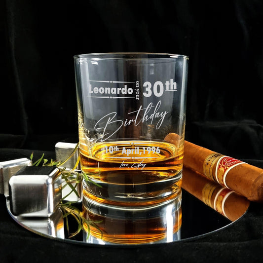 Custom 40th 50th 60th Birthday Gift for Him Whiskey Glass, Perfect Birthday Gift for Whiskey Lover, Personalized Glass Gift for Men