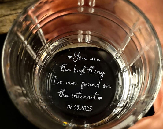 Custom Engraved Whiskey Glass - With Text for Whiskey Lovers - Personalized Glass Gift for Him - Groomsmen Proposal Gift Ideas